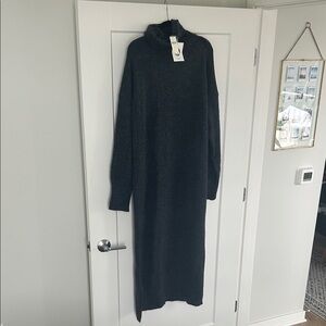 Anthropologie Charcoal Gray Long Sleeve Turtleneck Maxi Sweater Dress